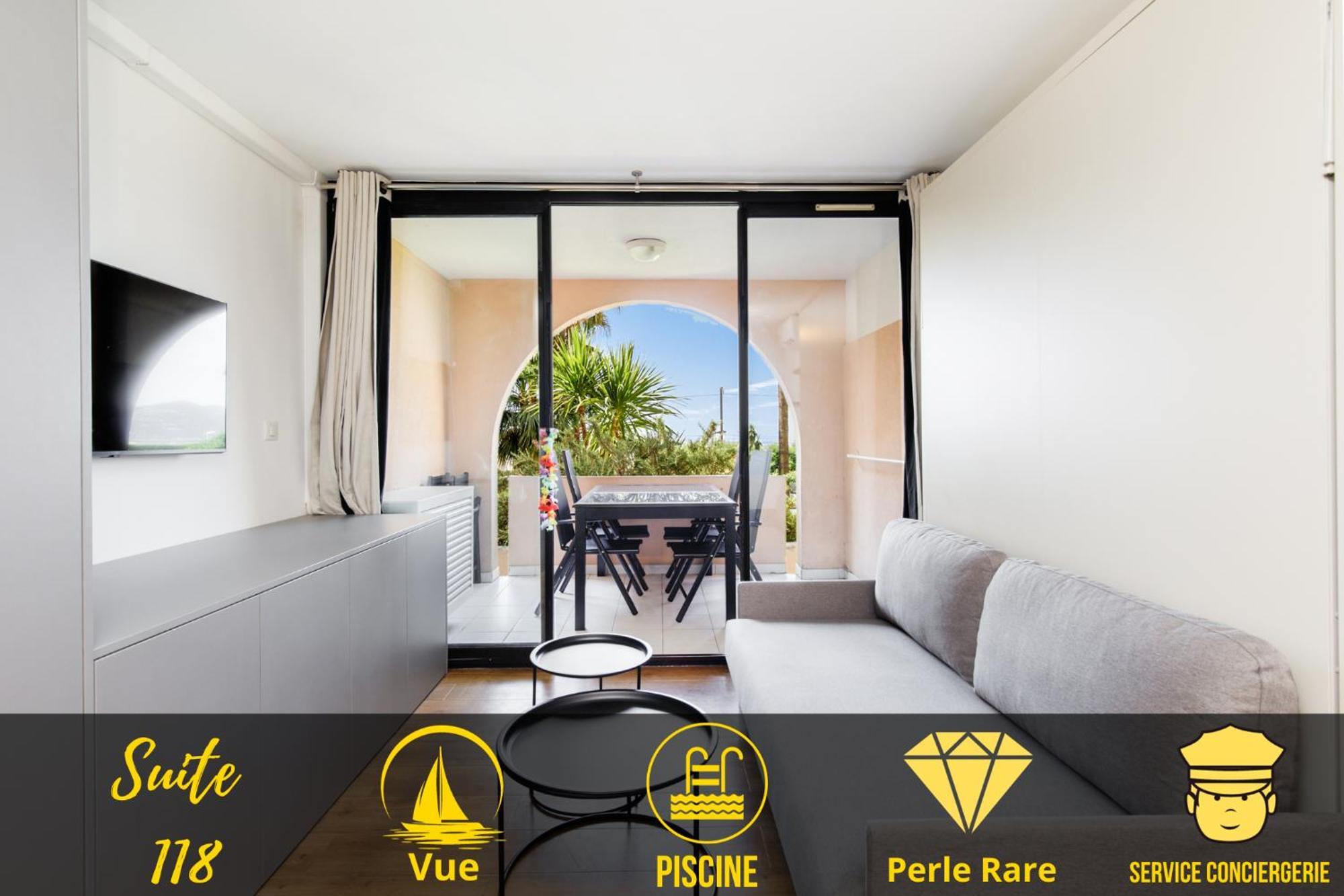Suite 118 - Piscine - 50 Metres Plage - Terrasse - Clim - Wifi كان المظهر الخارجي الصورة